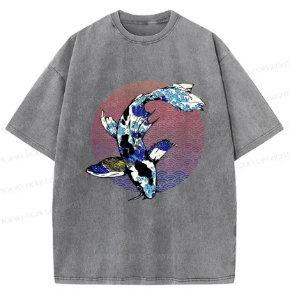 Tokyo-Tiger Vintage Japanese Koi Washed T-Shirt