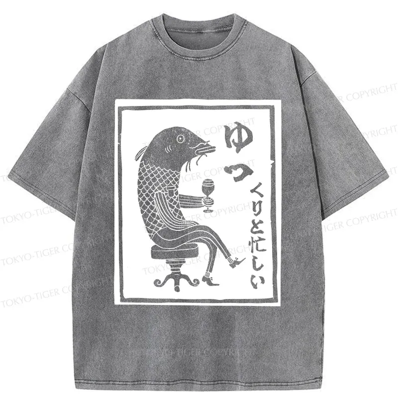 Tokyo-Tiger Retro Fishman Washed T-Shirt