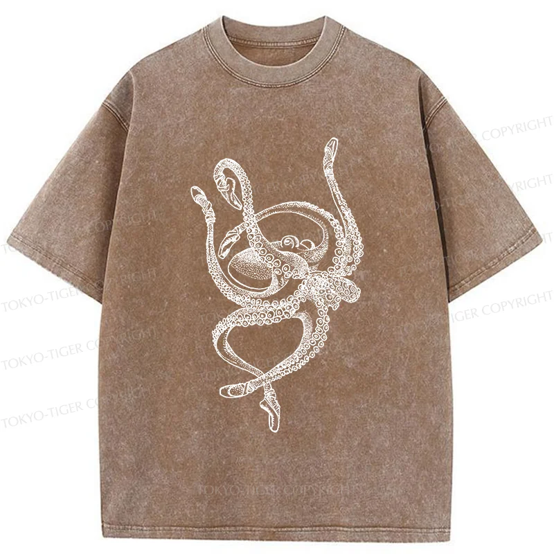 Tokyo-Tiger Octopus Dancing Ballet Washed T-Shirt