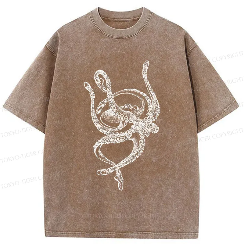 Tokyo-Tiger Octopus Dancing Ballet Washed T-Shirt