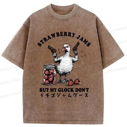Tokyo-Tiger Strawberry Jam Funny Washed T-Shirt
