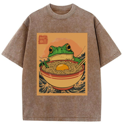 Tokyo-Tiger Ramen Lover Frog Washed T-Shirt