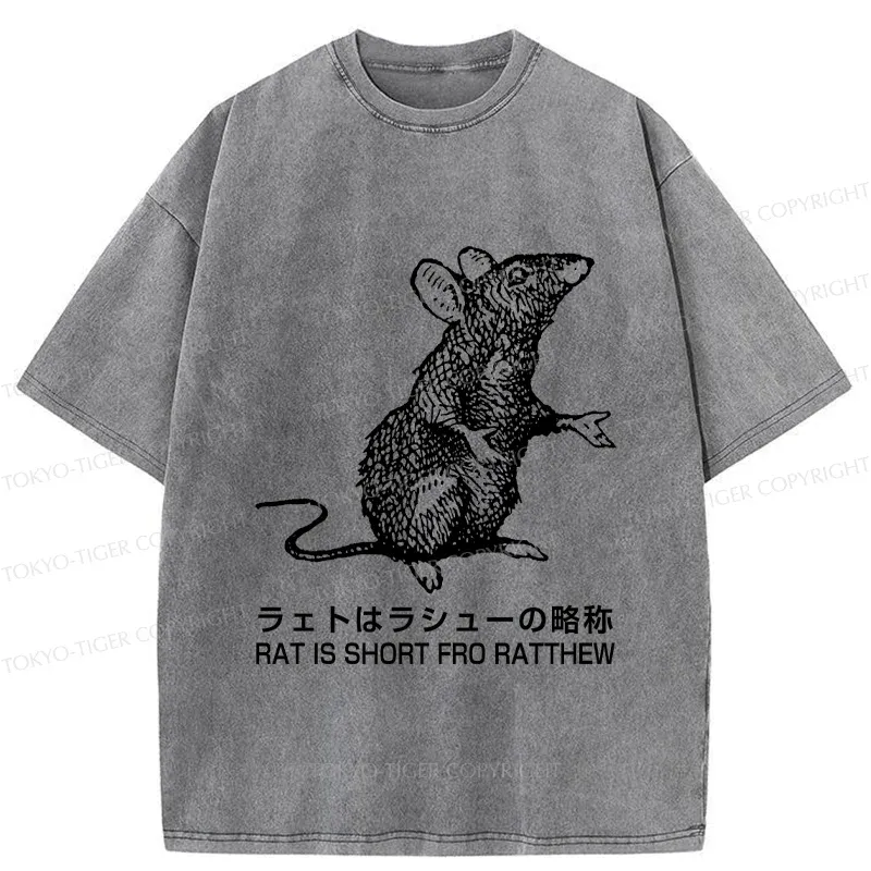 Tokyo-Tiger Funny Rat Japan Washed T-Shirt