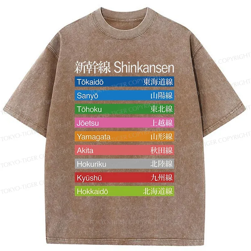 Tokyo-Tiger Shinkansen Stations Washed T-Shirt