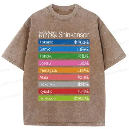 Tokyo-Tiger Shinkansen Stations Washed T-Shirt