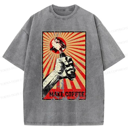 Tokyo-Tiger Make Coffee Together Washed T-Shirt