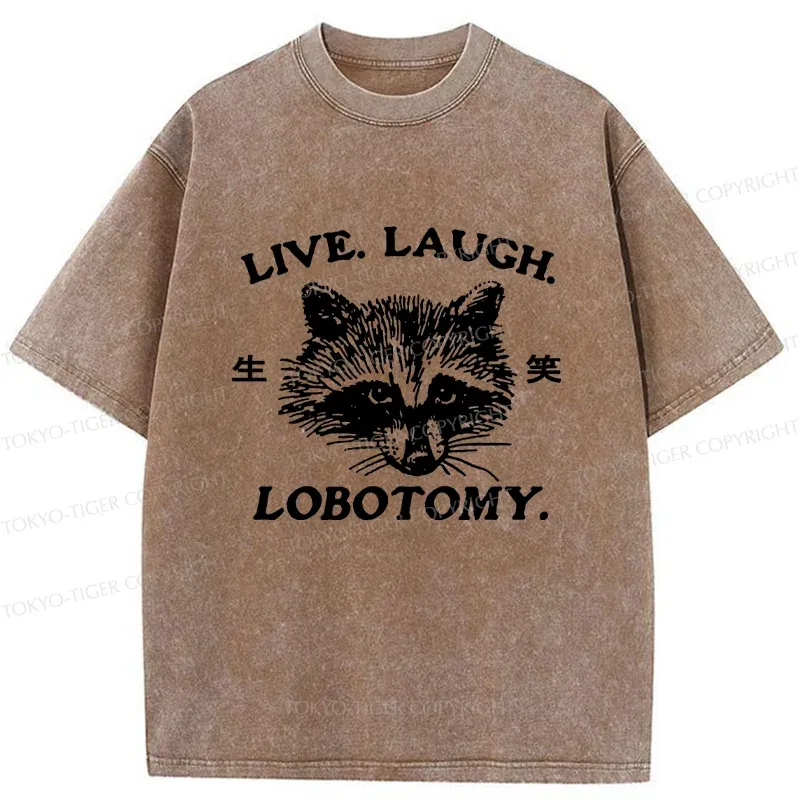 Tokyo-Tiger Funny Raccoon Washed T-Shirt