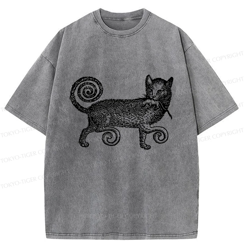 Tokyo-Tiger Cat That Caught The Mouse Washed T-Shirt