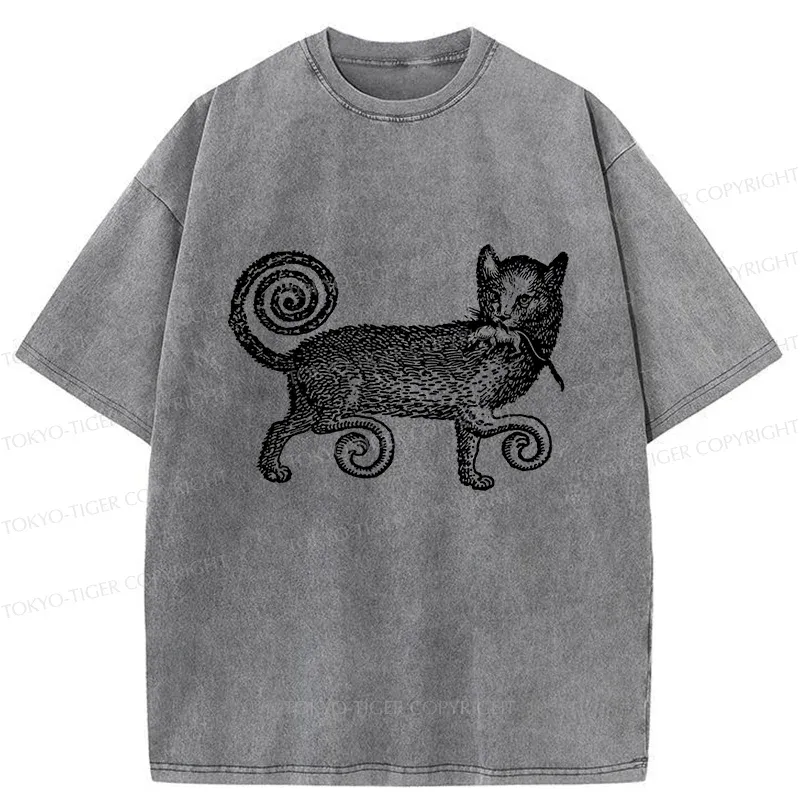 Tokyo-Tiger Cat That Caught The Mouse Washed T-Shirt