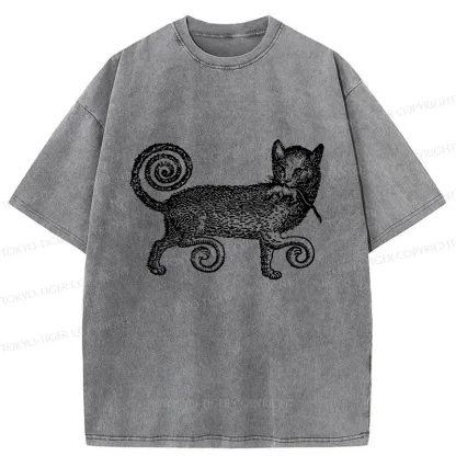 Tokyo-Tiger Cat That Caught The Mouse Washed T-Shirt