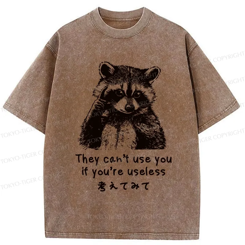 Tokyo-Tiger Funny Raccoon Quotes Washed T-Shirt