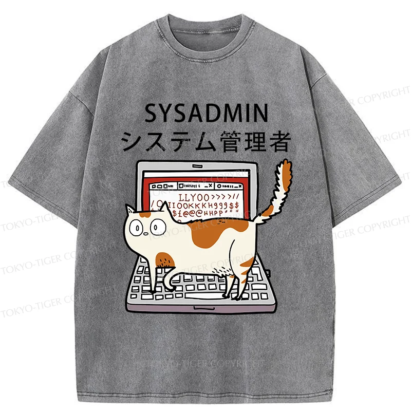 Tokyo-Tiger Naughty Cat Japan Washed T-Shirt