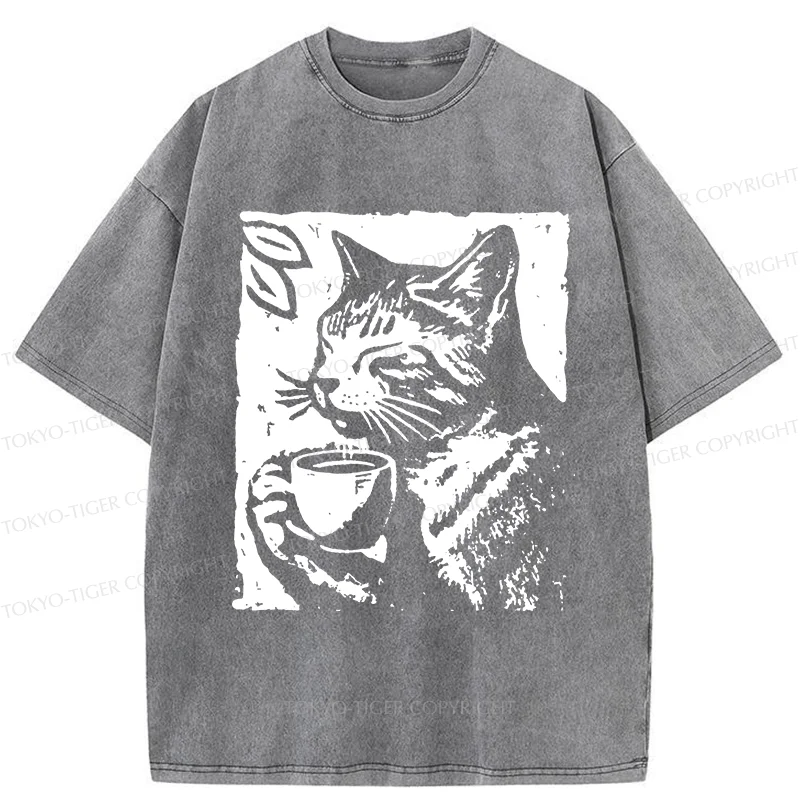 Tokyo-Tiger Comfortable Cat Washed T-Shirt