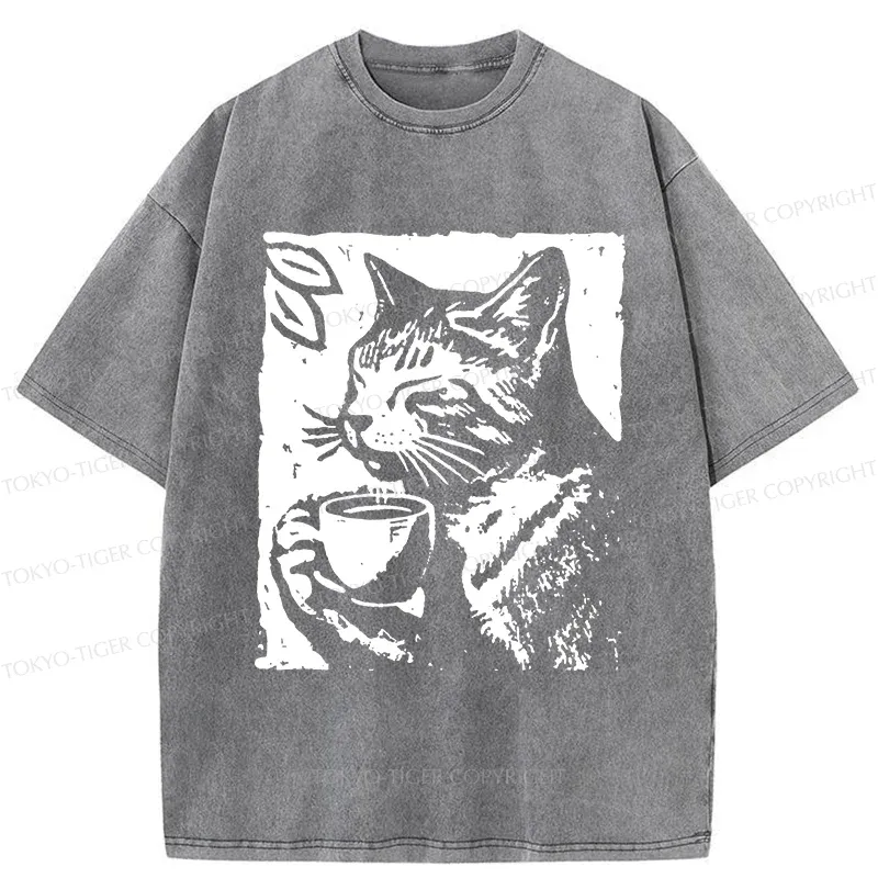 Tokyo-Tiger Comfortable Cat Washed T-Shirt