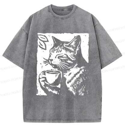 Tokyo-Tiger Comfortable Cat Washed T-Shirt