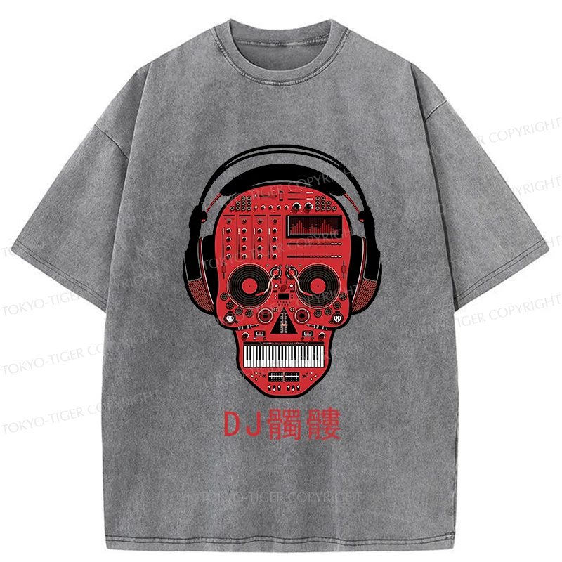 Tokyo-Tiger DJ Skull Washed T-Shirt