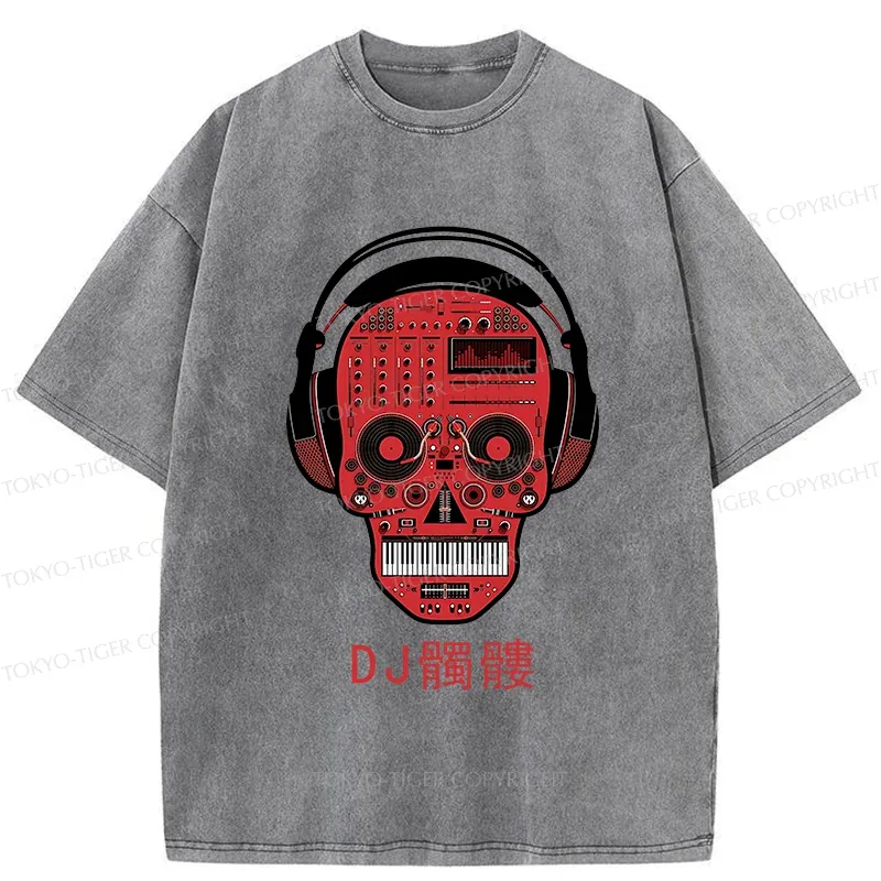 Tokyo-Tiger DJ Skull Washed T-Shirt
