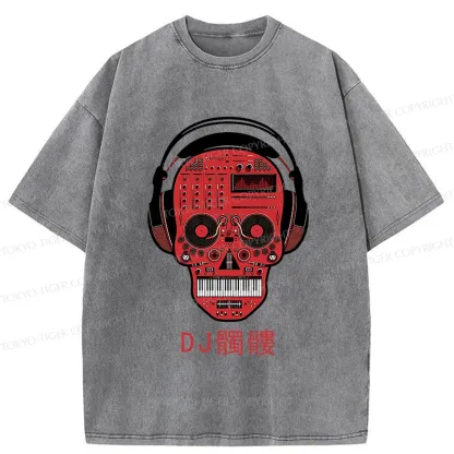 Tokyo-Tiger DJ Skull Washed T-Shirt