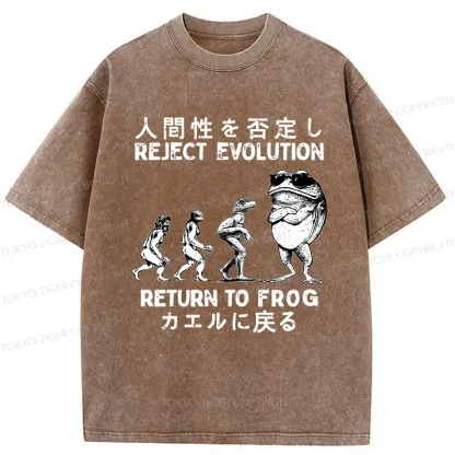 Tokyo-Tiger Reject Evolution Return To Frog Funny Washed T-Shirt
