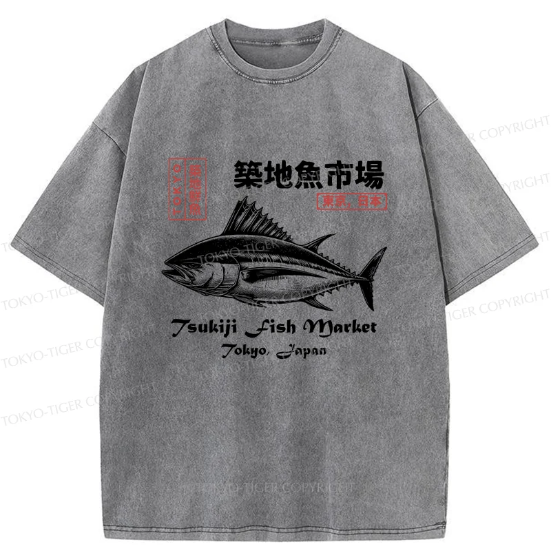 Tokyo-Tiger Vintage Tokyo Fish Market Washed T-Shirt