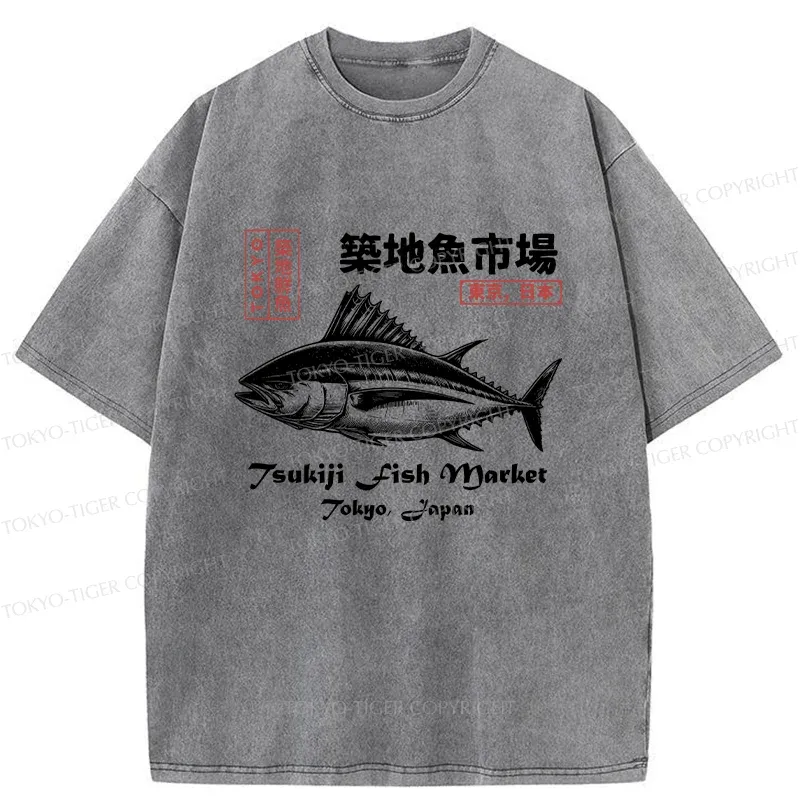 Tokyo-Tiger Vintage Tokyo Fish Market Washed T-Shirt