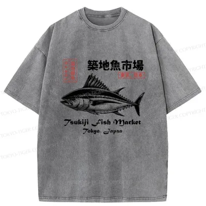 Tokyo-Tiger Vintage Tokyo Fish Market Washed T-Shirt