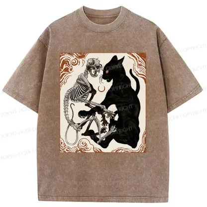 Tokyo-Tiger Twin Cats Washed T-Shirt