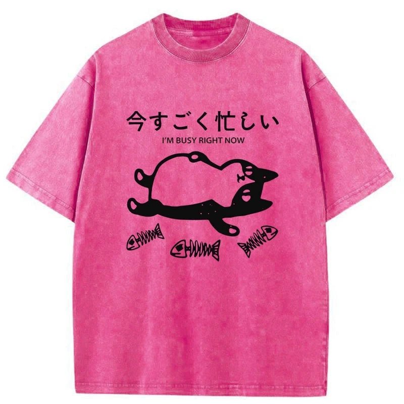 Tokyo-Tiger I'm Busy Right Now Washed T-Shirt