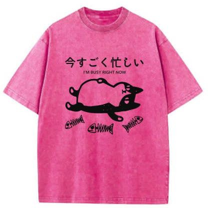 Tokyo-Tiger I'm Busy Right Now Washed T-Shirt