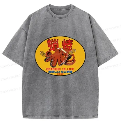 Tokyo-Tiger Delicious Takoyaki Washed T-Shirt