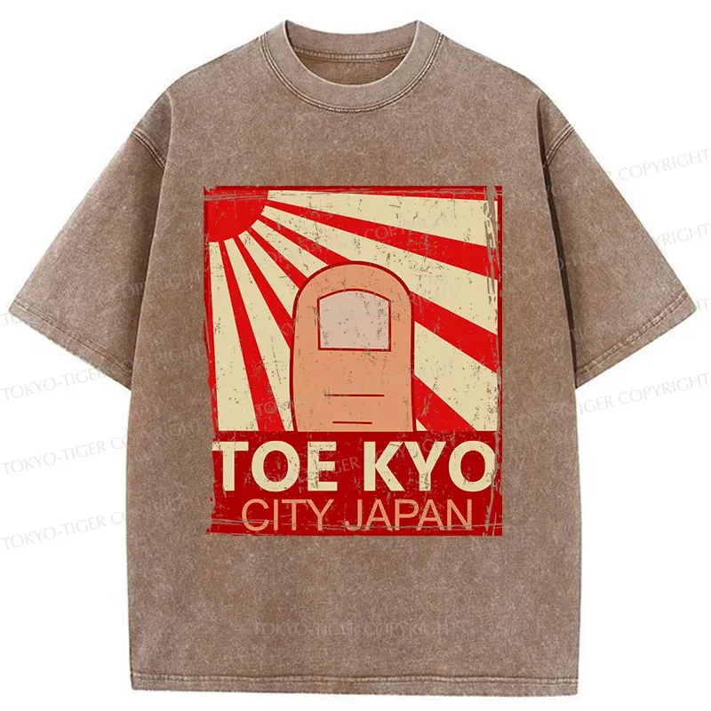 Tokyo-Tiger Toe Kyo Funny Washed T-Shirt