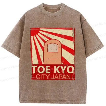 Tokyo-Tiger Toe Kyo Funny Washed T-Shirt
