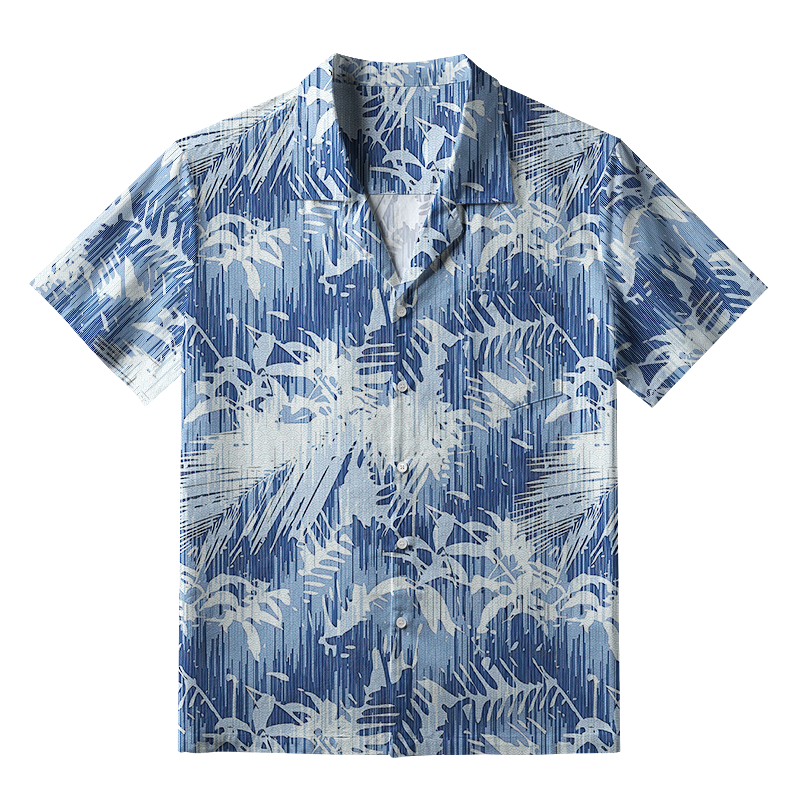 Tokyo-Tiger Tropical Leaf Silhouettes Aloha Hawaiian Shirt