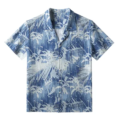 Tokyo-Tiger Tropical Leaf Silhouettes Aloha Hawaiian Shirt