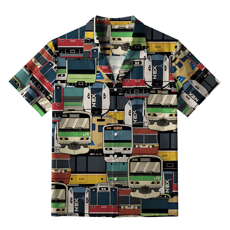 Tokyo-Tiger Japanese Trains Aloha Hawaiian Shirt