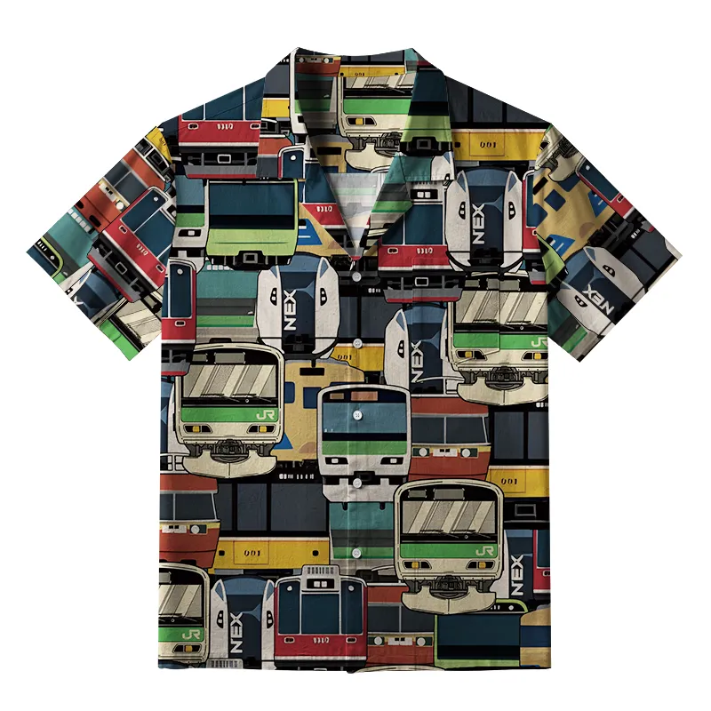 Tokyo-Tiger Japanese Trains Aloha Hawaiian Shirt