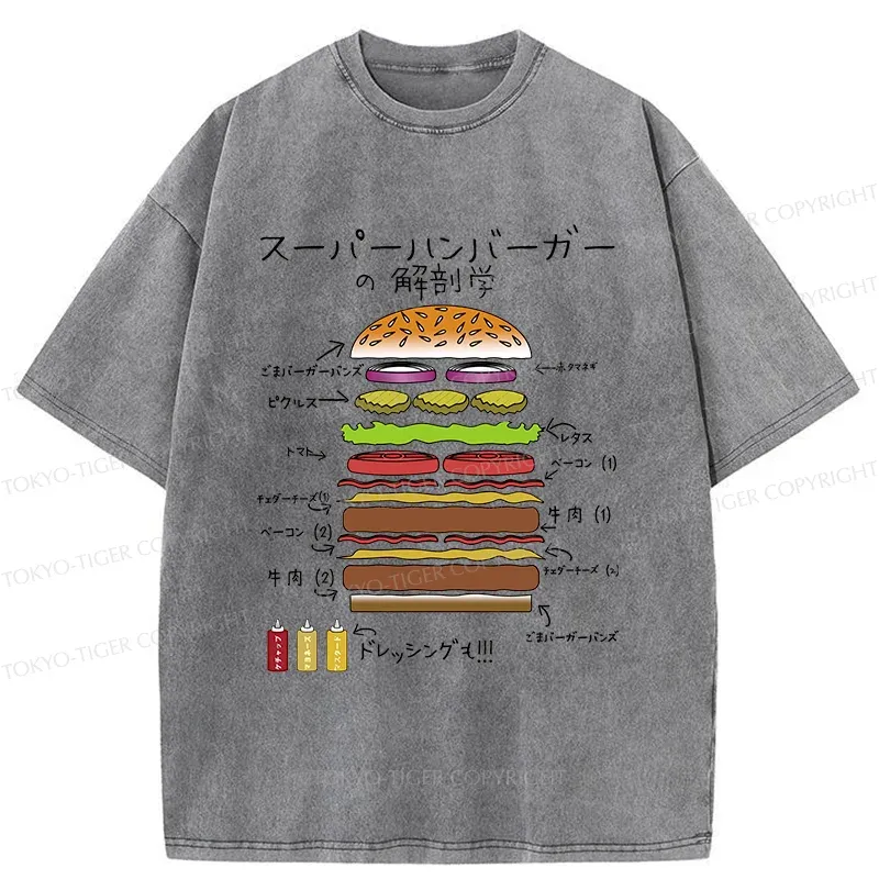 Tokyo-Tiger Anatomy Of A Hamburger Washed T-Shirt