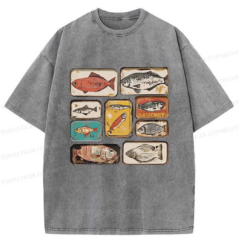 Tokyo-Tiger Vintage Canned Fish Washed T-Shirt
