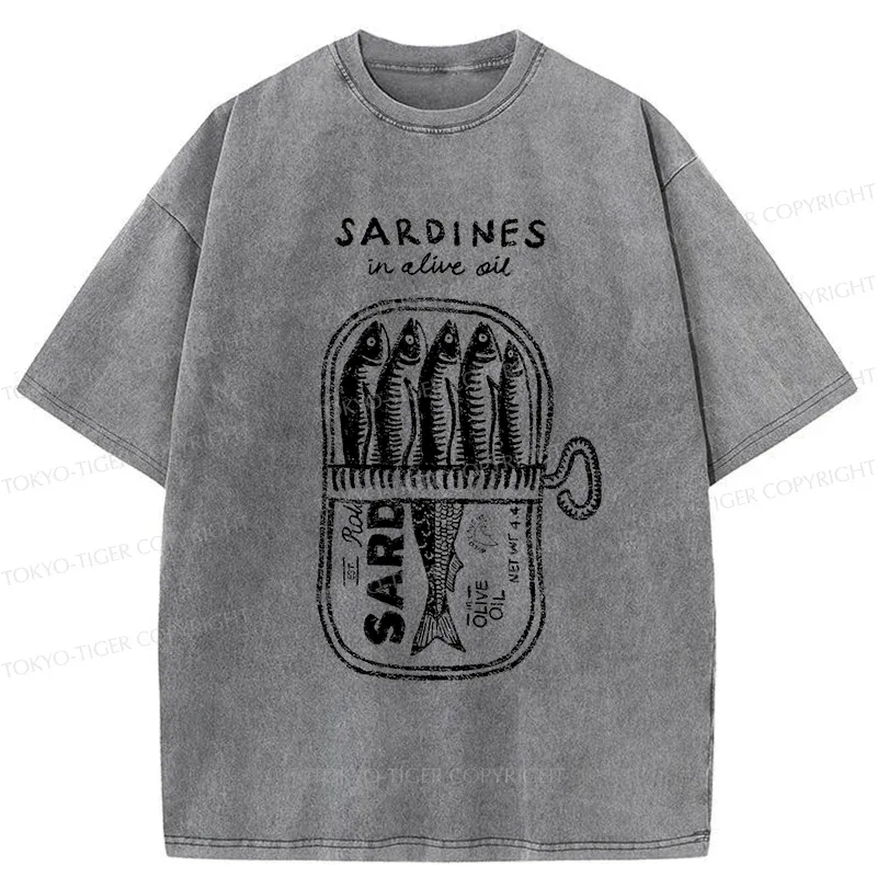 Tokyo-Tiger Canned Sardines Washed T-Shirt