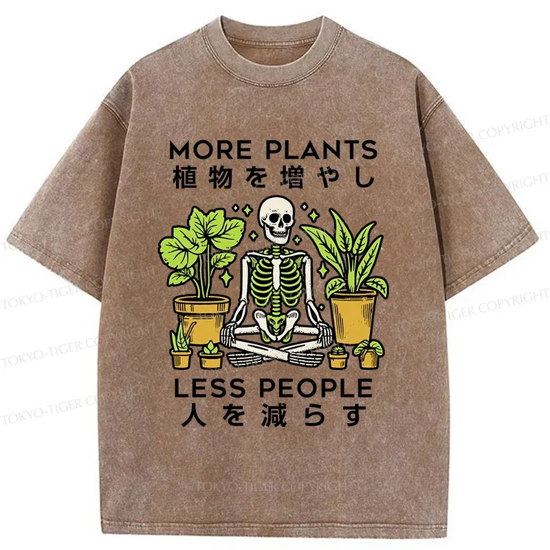 Tokyo-Tiger Plants And Skeleton Washed T-Shirt