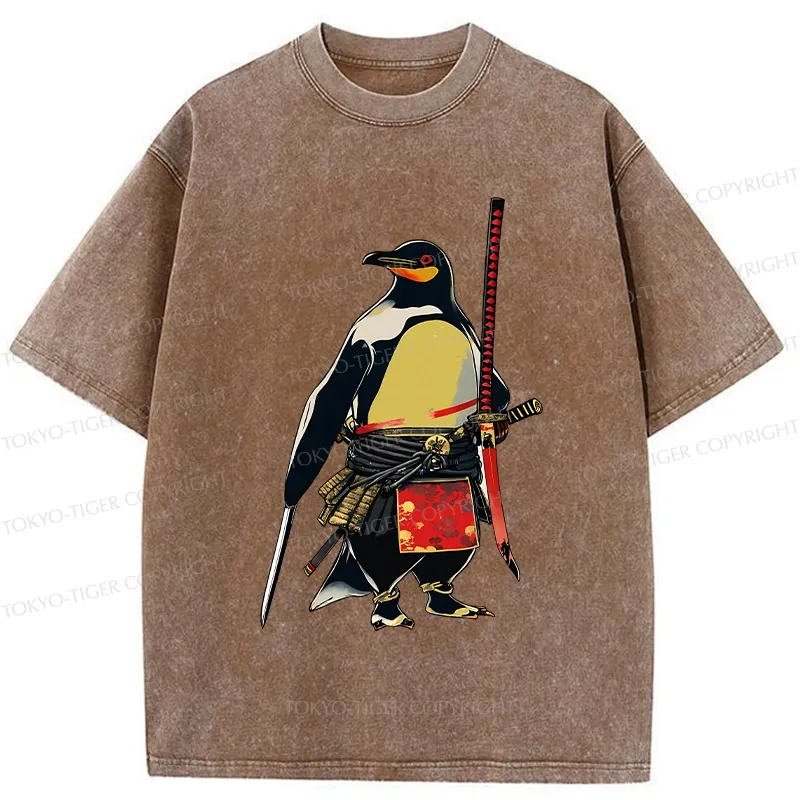 Tokyo-Tiger Samurai Penguin Washed T-Shirt