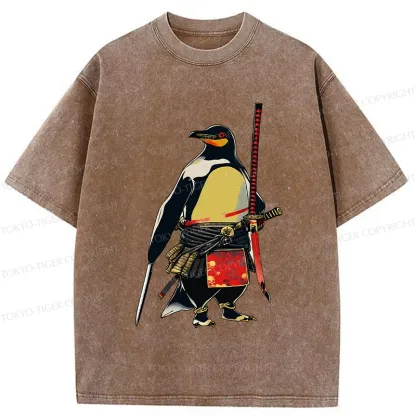 Tokyo-Tiger Samurai Penguin Washed T-Shirt