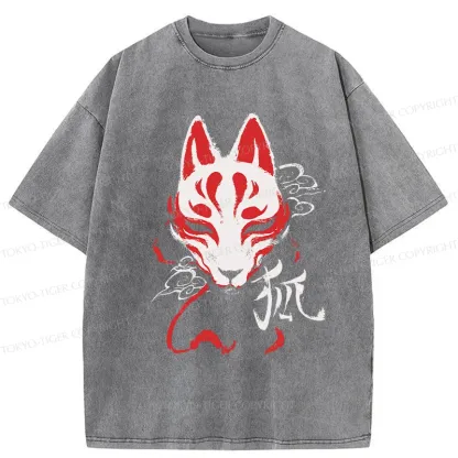 Tokyo-Tiger Japanese Fox Mask Washed T-Shirt