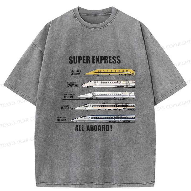 Tokyo-Tiger Japan Shinkansen Kanji Washed T-Shirt