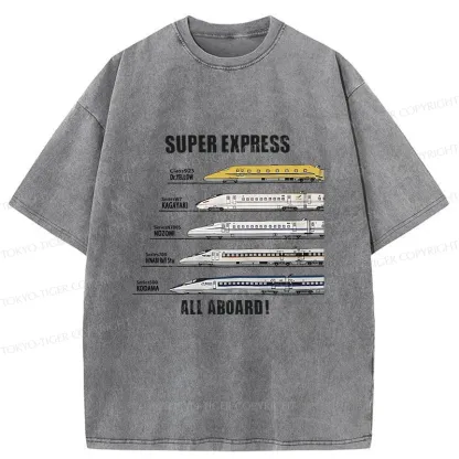 Tokyo-Tiger Japan Shinkansen Kanji Washed T-Shirt