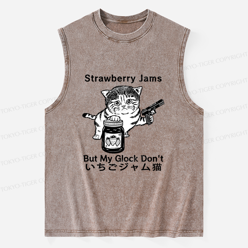 Tokyo-Tiger Strawberry Jam Cat Washed Tank