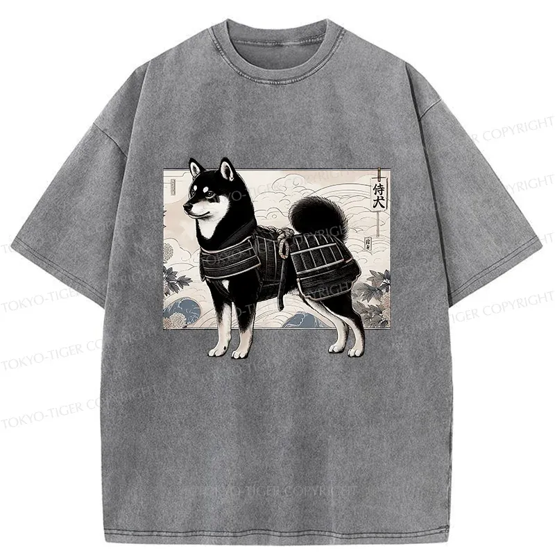 Tokyo-Tiger Cute Japanese Shiba Inu Washed T-Shirt