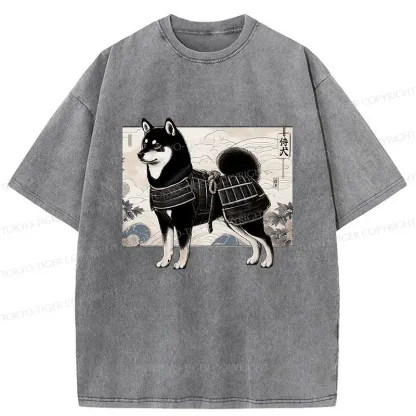 Tokyo-Tiger Cute Japanese Shiba Inu Washed T-Shirt