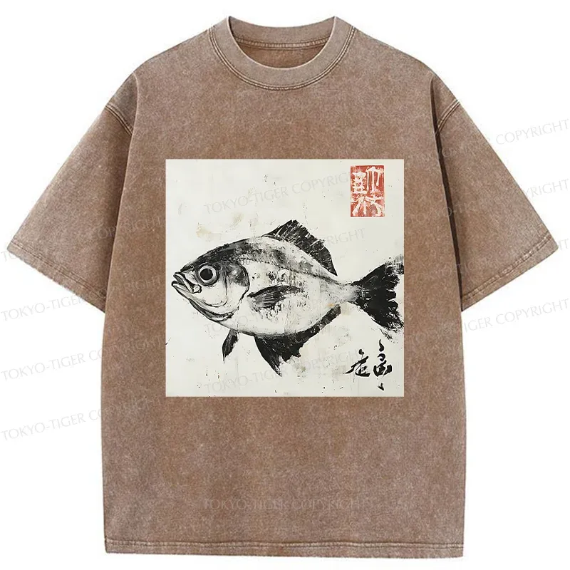 Tokyo-Tiger Vintage Fish Washed T-Shirt