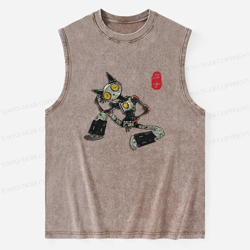 Tokyo-Tiger Contemplative Robot Cat Washed Tank